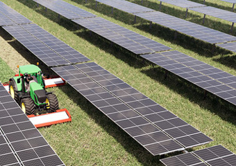 Solar panels and tractor